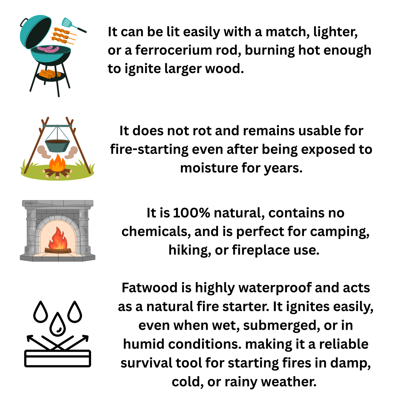 Fatwood, Pine Wood Fire Starter, Natural Resin, Waterproof for Camping, Picnic, Grills, Fireplaces. 400 Grams - Image 3