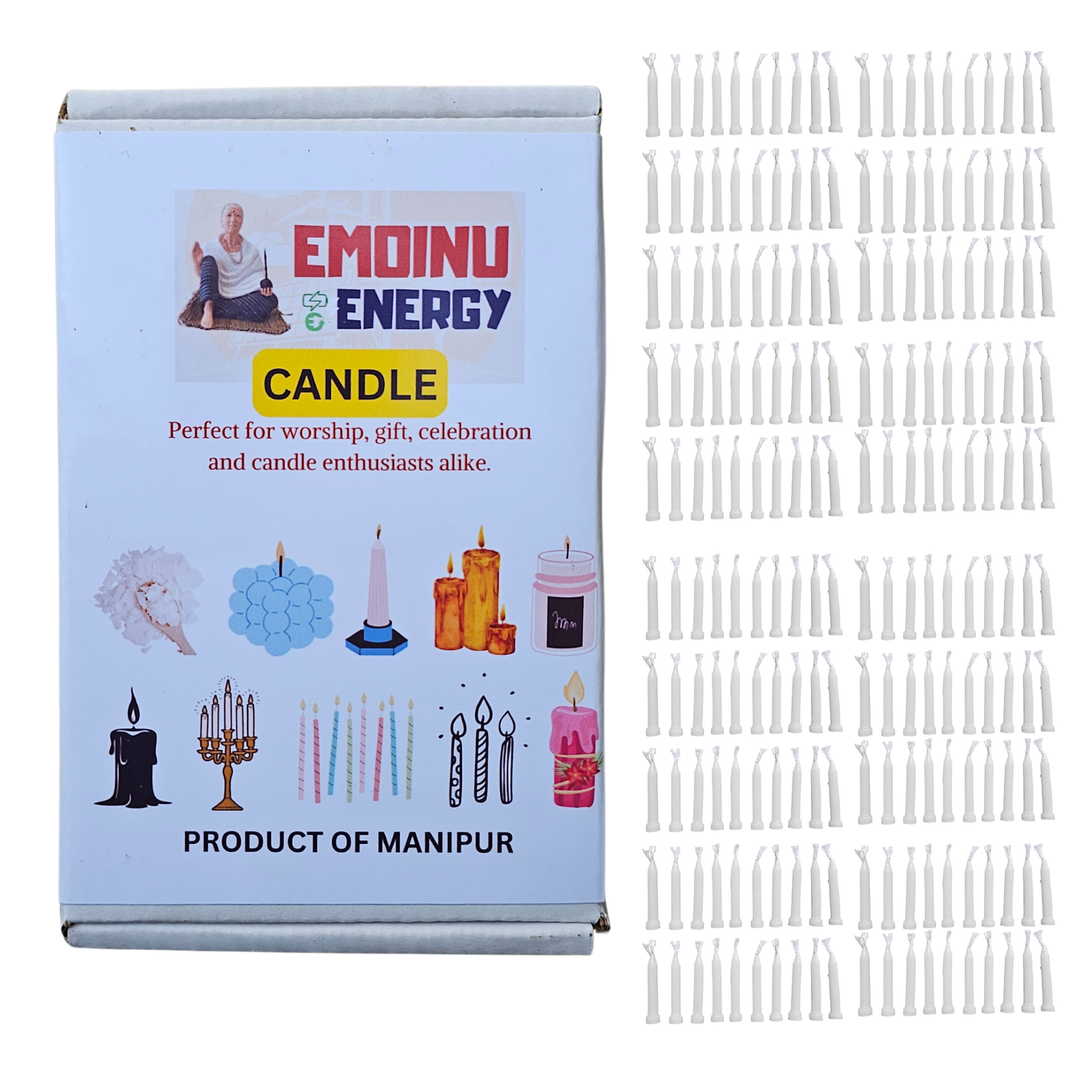 White Stick Candles for Home, Worship, Party, Birthday, Gifting, Wide Base for Easy Stand (50)
